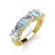 4 - Aria Emerald Cut Aquamarine and Asscher Cut Diamond 7 Stone Wedding  Band 