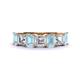 1 - Aria Emerald Cut Aquamarine and Asscher Cut Diamond 7 Stone Wedding  Band 