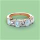 3 - Aria Emerald Cut Aquamarine and Asscher Cut Diamond 7 Stone Wedding  Band 