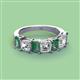 3 - Aria Emerald Cut Lab Created Alexandrite and Asscher Cut Diamond 7 Stone Wedding  Band 