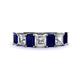 1 - Aria Emerald Cut Blue Sapphire and Asscher Cut Diamond 7 Stone Wedding  Band 