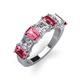 4 - Aria Emerald Cut Pink Tourmaline and Asscher Cut Diamond 7 Stone Wedding  Band 