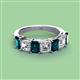 3 - Aria Emerald Cut London Blue Topaz and Asscher Cut Diamond 7 Stone Wedding  Band 