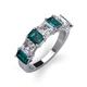 4 - Aria Emerald Cut London Blue Topaz and Asscher Cut Diamond 7 Stone Wedding  Band 