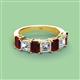 3 - Aria Emerald Cut Red Garnet and Asscher Cut Diamond 7 Stone Wedding  Band 