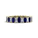 1 - Kerry 5x3 mm Emerald Cut Blue Sapphire and Diamond Side Gallery Work Eternity Band 