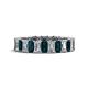1 - Kerry 5x3 mm Emerald Cut London Blue Topaz and Diamond Side Gallery Work Eternity Band 