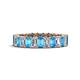 1 - Kerry 5x3 mm Emerald Cut Blue Topaz and Diamond Side Gallery Work Eternity Band 