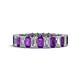 1 - Kerry 5x3 mm Emerald Cut Amethyst and Diamond Side Gallery Work Eternity Band 