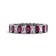 1 - Kerry 5x3 mm Emerald Cut Rhodolite Garnet and Diamond Side Gallery Work Eternity Band 