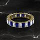 2 - Kerry 5x3 mm Emerald Cut Blue Sapphire and Lab Grown Diamond Side Gallery Work Eternity Band 
