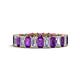 1 - Kerry 5x3 mm Emerald Cut Amethyst and Lab Grown Diamond Side Gallery Work Eternity Band 