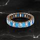 2 - Kerry 5x3 mm Emerald Cut Blue Topaz and Lab Grown Diamond Side Gallery Work Eternity Band 