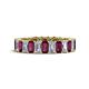 1 - Kerry 5x3 mm Emerald Cut Rhodolite Garnet and Lab Grown Diamond Side Gallery Work Eternity Band 