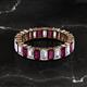 2 - Kerry 5x3 mm Emerald Cut Rhodolite Garnet and Lab Grown Diamond Side Gallery Work Eternity Band 