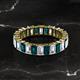 2 - Kerry 5x3 mm Emerald Cut London Blue Topaz and Lab Grown Diamond Side Gallery Work Eternity Band 