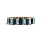 1 - Kerry 5x3 mm Emerald Cut London Blue Topaz and Lab Grown Diamond Side Gallery Work Eternity Band 