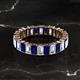 2 - Kerry 5x3 mm Emerald Cut Blue Sapphire and Lab Grown Diamond Side Gallery Work Eternity Band 