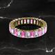 2 - Kerry 5x3 mm Emerald Cut Pink Sapphire and Lab Grown Diamond Side Gallery Work Eternity Band 
