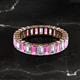 2 - Kerry 5x3 mm Emerald Cut Pink Sapphire and Lab Grown Diamond Side Gallery Work Eternity Band 