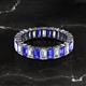 2 - Kerry 5x3 mm Emerald Cut Tanzanite and Lab Grown Diamond Side Gallery Work Eternity Band 