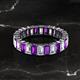 2 - Kerry 5x3 mm Emerald Cut Amethyst and Lab Grown Diamond Side Gallery Work Eternity Band 