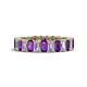 1 - Kerry 5x3 mm Emerald Cut Amethyst and Lab Grown Diamond Side Gallery Work Eternity Band 