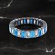 2 - Kerry 5x3 mm Emerald Cut Blue Topaz and Lab Grown Diamond Side Gallery Work Eternity Band 