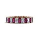 1 - Kerry 5x3 mm Emerald Cut Rhodolite Garnet and Lab Grown Diamond Side Gallery Work Eternity Band 