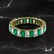 2 - Kerry 5x3 mm Emerald Cut Emerald and Lab Grown Diamond Side Gallery Work Eternity Band 