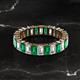 2 - Kerry 5x3 mm Emerald Cut Emerald and Lab Grown Diamond Side Gallery Work Eternity Band 