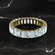 2 - Kerry 5x3 mm Emerald Cut Aquamarine and Lab Grown Diamond Side Gallery Work Eternity Band 