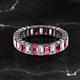 2 - Kerry 5x3 mm Emerald Cut Pink Tourmaline and Lab Grown Diamond Side Gallery Work Eternity Band 