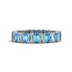 1 - Kerry 5x3 mm Emerald Cut Blue Topaz and Lab Grown Diamond Side Gallery Work Eternity Band 