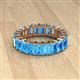 2 - Kerry 6x4 mm Emerald Cut Blue Topaz Side Gallery Work Eternity Band 