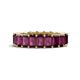 1 - Kerry 6x4 mm Emerald Cut Rhodolite Garnet Side Gallery Work Eternity Band 