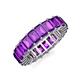 3 - Kerry 6x4 mm Emerald Cut Amethyst Side Gallery Work Eternity Band 