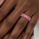 5 - Kerry 6x4 mm Emerald Cut Pink Tourmaline Side Gallery Work Eternity Band 