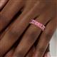 5 - Kerry 6x4 mm Emerald Cut Pink Tourmaline Side Gallery Work Eternity Band 