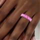 5 - Kerry 6x4 mm Emerald Cut Pink Sapphire Side Gallery Work Eternity Band 
