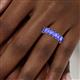 5 - Kerry 6x4 mm Emerald Cut Tanzanite Side Gallery Work Eternity Band 