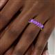 5 - Kerry 6x4 mm Emerald Cut Amethyst Side Gallery Work Eternity Band 
