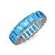3 - Kerry 6x4 mm Emerald Cut Blue Topaz Side Gallery Work Eternity Band 