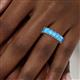 5 - Kerry 6x4 mm Emerald Cut Blue Topaz Side Gallery Work Eternity Band 