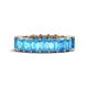 1 - Kerry 6x4 mm Emerald Cut Blue Topaz Side Gallery Work Eternity Band 