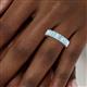 5 - Kerry 6x4 mm Emerald Cut Aquamarine Side Gallery Work Eternity Band 