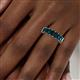 5 - Kerry 6x4 mm Emerald Cut London Blue Topaz Side Gallery Work Eternity Band 