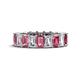 1 - Kerry 6x4 mm Emerald Cut Pink Tourmaline and Diamond Side Gallery Work Eternity Band 
