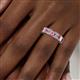 5 - Kerry 6x4 mm Emerald Cut Pink Tourmaline and Diamond Side Gallery Work Eternity Band 