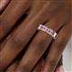 5 - Kerry 6x4 mm Emerald Cut Pink Tourmaline and Diamond Side Gallery Work Eternity Band 